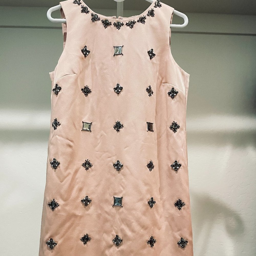 Ann Taylor - Pink Mini Dress w/ Black Beading - size 8